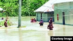 বাংলাদেশে বন্যা কবলিত একটি এলাকা।