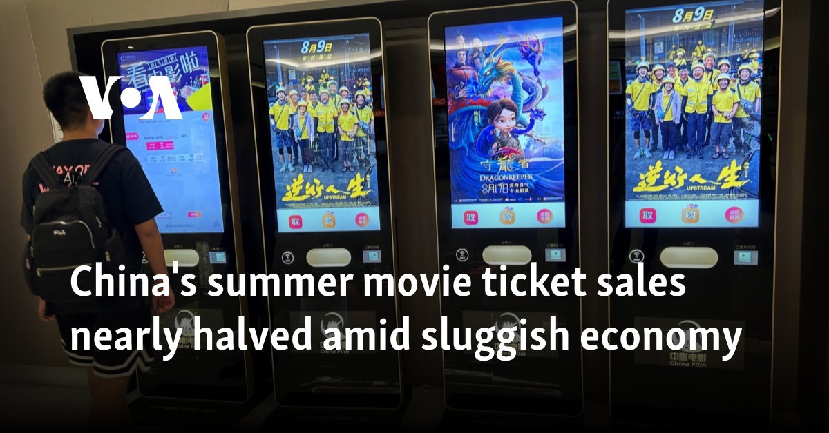 Cinema ticket sales in China almost halved in summer due to sluggish economy