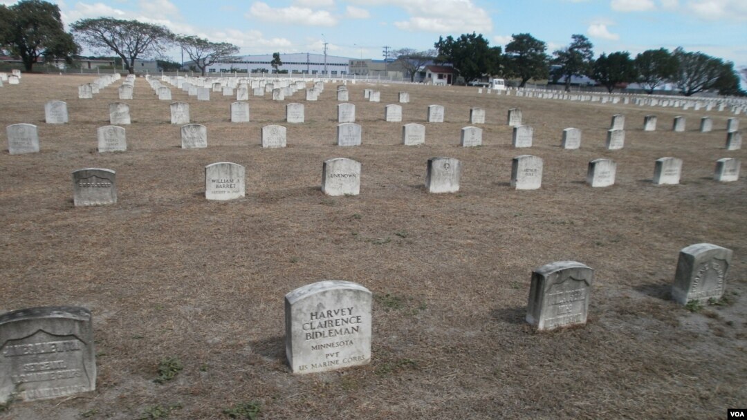 At Clark Veterans Cemetery, the bright white tombstones in the foreground have just been cleaned under a new project that is being funded through donations.