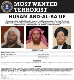 This image released by the FBI shows a wanted poster depicting al-Qaida propagandist Husam Abd al-Rauf, also known by the nom de guerre of Abu Muhsin al-Masri.