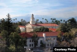 A view from above of the University of Redlands campus in Redlands, California.
