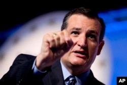 FILE - In this Sept. 26, 2014 file photo, Sen. Ted Cruz, R-Texas speaks in Washington.