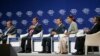 Leaders around the Mekong region talk about their vision in the World Economic Forum on ASEAN at the National Convention Center Wednesday, Sept. 12, 2018, in Hanoi, Vietnam. From left, Prime Minister Nguyen Xuan Phuc of Vietnam, Prime Minister Hun Sen of Cambodia, Prime Minister Thongloun Sisoulith of Laos, Aung San Suu Kyi, state counselor of Myanmar, and Deputy Prime Minister Prajin Juntong of Thailand. The World Economic Forum has attracted hundreds of participants for the three-day forum with the theme: ASEAN 4.0: Entrepreneurship and the Fourth Industrial Revolution. (AP Photo/Bullit Marquez)