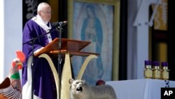 Le pape François, San Cristobal, Mexique, le 15 février 2016.
(AP Photo/Gregorio Borgia)