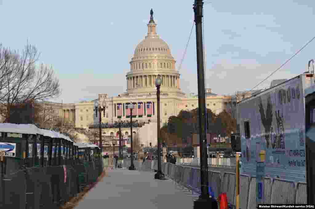 Port-a-potties and fencing are in abundant supply near the U.S. Capitol in Washington, D.C., ahead of Friday's presidential inauguration, Jan. 19, 2017.