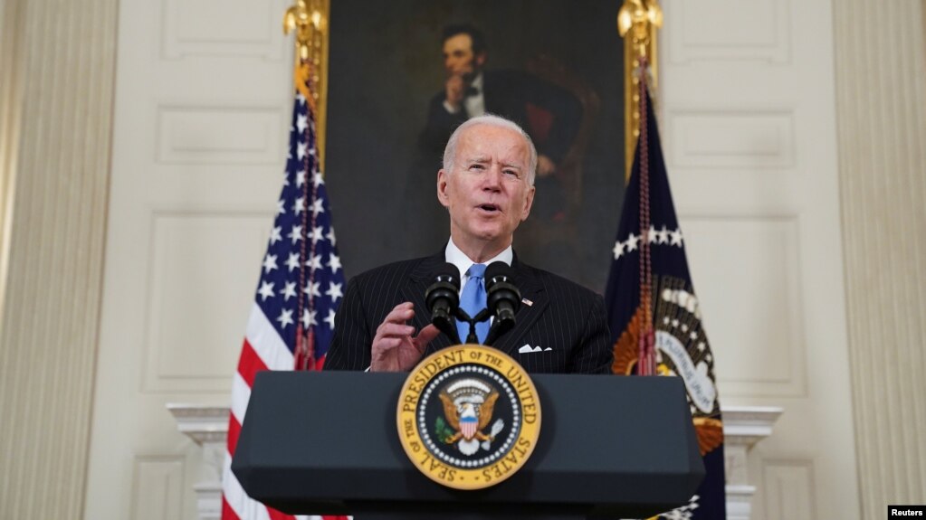 Tổng thống Hoa Kỳ Joe Biden phát biểu tại Nhà Trắng ngày 2/3/2021.