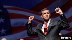 Michael Flynn durante un acto de campaña de Donald Trump celebrado en Virginia Beach, Virginia, el 6 de septiembre de 2016.