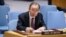 Ban Ki-moon, mantan sekretaris jenderal PBB, memberi pemaparan di hadapan sidang Dewan Keamanan PBB mengenai mediasi dan pencegahan konflik, di markas PBB, New York, 12 Juni 2019.