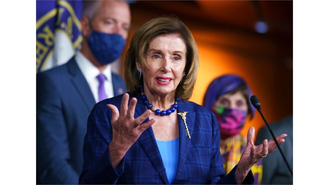 FILE - Speaker of the House Nancy Pelosi, D-Calif., speaks during a news conference at the Capitol, July 30, 2021.