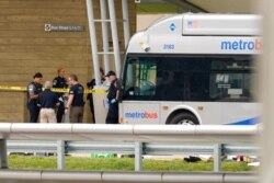 Police investigate near a Metrobus outside the Pentagon Metro area, at the Pentagon in Washington, Aug. 3, 2021.