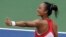 China's Zheng Qinwen celebrates after victory against Tunisia's Ons Jabeur during the US Open tennis tournament women's singles round of 16 match at the USTA Billie Jean King National Tennis Center in New York City, on Sept. 4, 2023.