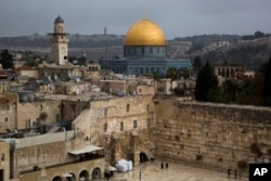 FILE - A view of the Western Wall and the Dome of the Rock, some of the holiest sites for for Jews and Muslims, is seen in Jerusalem's Old City, Dec. 6, 2017.