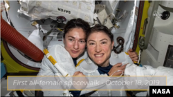 NASA Astronauts Jessica Meir and Christina Koch carried out the first all-female spacewalk on Oct. 18. 2019.
