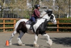 Sia Bart, 15, trots on a horse named Joe in a riding lesson at Ebony Horse Club, April 18, 2021