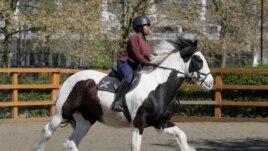 Sia Bart, 15, trots on a horse named Joe in a riding lesson at Ebony Horse Club, April 18, 2021