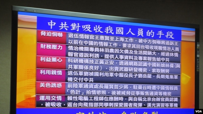台湾立法院外交际国防委员会质询会议使用的图卡(资料照片美国之音张永泰拍摄)