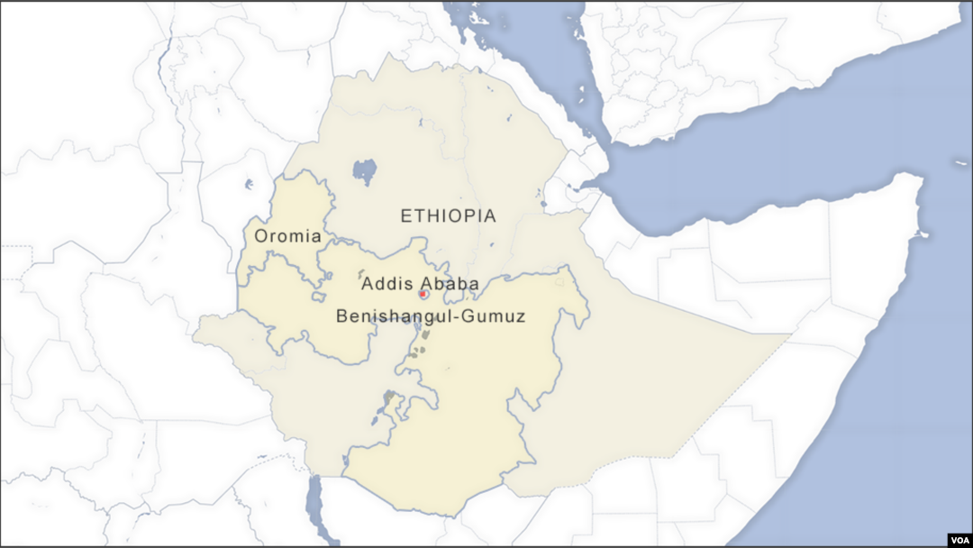 Map of Ethiopia.