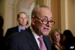 Senate Minority Leader Chuck Schumer of N.Y., criticizes the Republican health care plan designed to replace Obamacare, March 7, 2017, during a news conference on Capitol Hill.