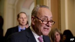 Senate Minority Leader Chuck Schumer of N.Y., criticizes the Republican health care plan designed to replace Obamacare, March 7, 2017, during a news conference on Capitol Hill.
