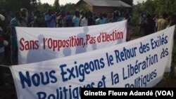 Lors de la manifestation à Cotonou, Benin, le 4 avril 2019. (VOA/Ginette Fleure Adandé)