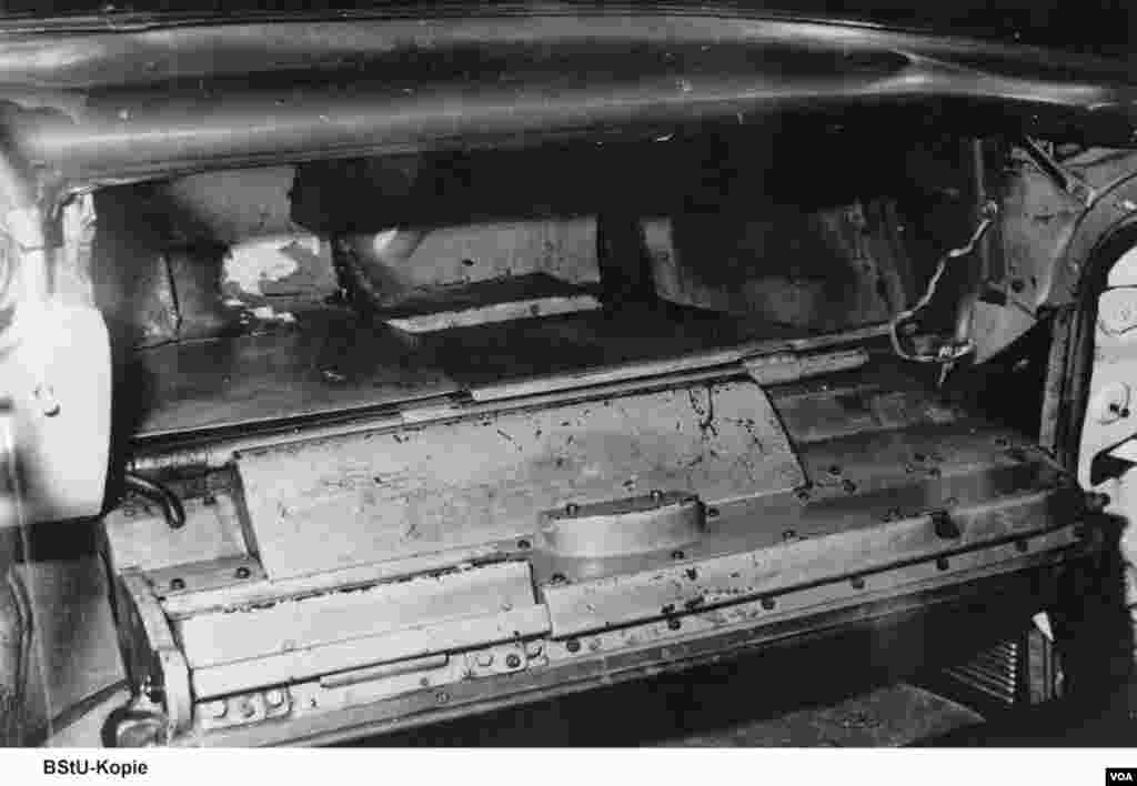 The dashboard of Burkhart Veigel&#39;s Cadillac, modified to hide an East German refugee. (Copyright, used with permission from Burkhart Veigel) 