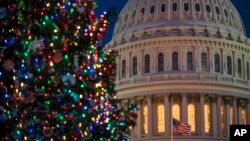 The Capitol is seen at twilight in Washington, Dec. 17, 2018.