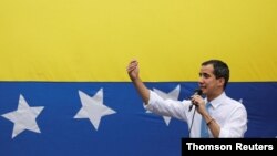 Foto de archivo del presidente interino de Venezuela, Juan Guaidó, durante una manifestación en Caracas, Venezuela.