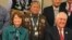 U.S. Secretary of State Rex Tillerson (seated right) and U.S. Sen. Lisa Murkowski pose with Nulato Chief Mickey Stickman at an Arctic Council event in Fairbanks, Alaska. 