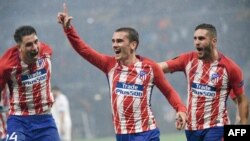 Antoine Griezmann lors de la finale de l'Europa League entre l'Atletico Madrid et Marseille à Decines , le 16 mai 2018.