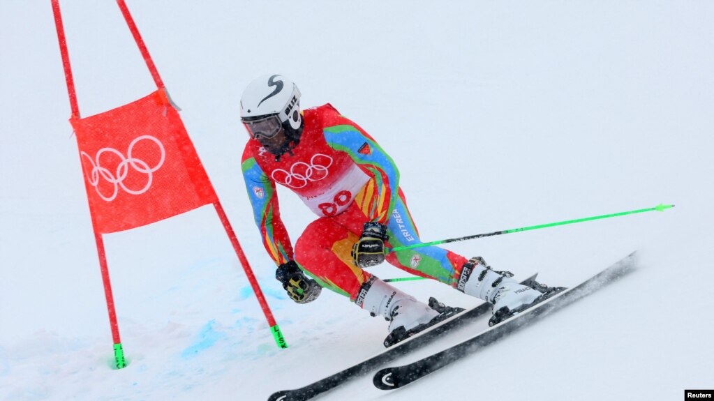 Shannon-Ogbnai Abeda finished 39th of 46 athletes who completed the giant slalom event on February 13. He is from Eritrea.