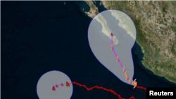 El mapa muestra la trayectoria del huracán Bud hacia Baja California.