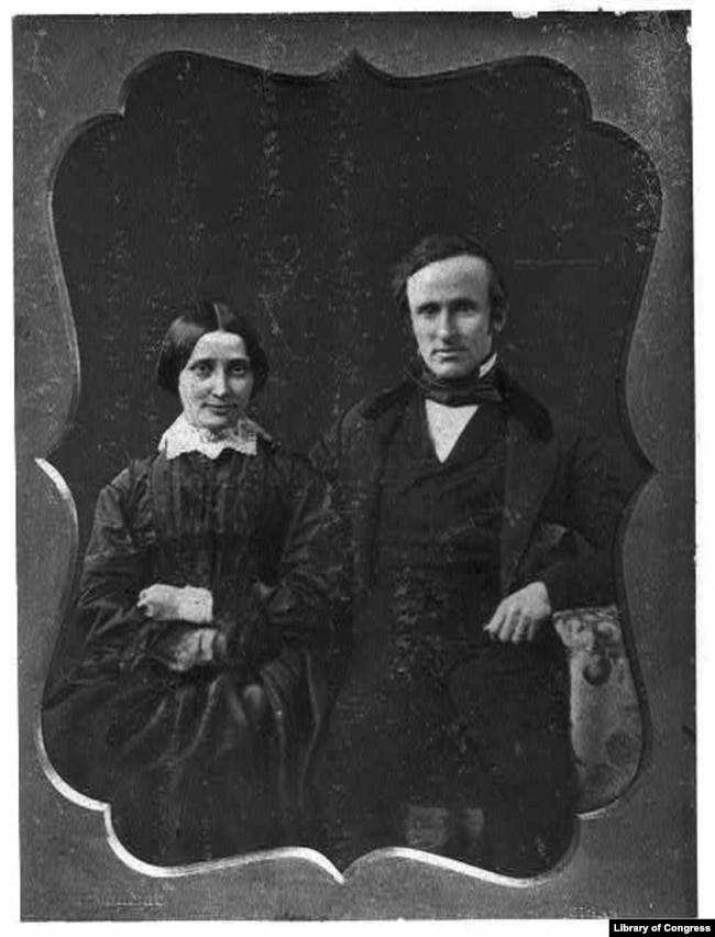 Rutherford B. Hayes and his wife, Lucy Webb, on their wedding day, Dec. 30, 1852. (Library of Congress)