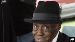 FILE - In this Oct. 11, 2009 file photo, Grammy-winning blues pianist Joe Willie "Pinetop" Perkins at the annual festival at Hopson Plantation in Clarksdale, Mississippi
