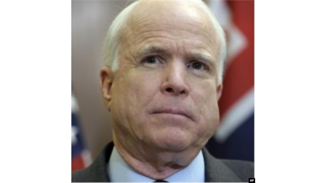 Sen. John McCain, R-Ariz., talks about Libva during a news conference in the Russell Senate Office building, on Capitol Hill in Washington (File Photo)