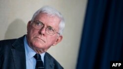 Phil Donahue, ex presentador de "The Phil Donahue Show", durante un evento en el National Press Club en Washington, el 14 de agosto de 2014. La muerte de Donahue en Manhattan el domingo fue anunciada en el programa Today Show de la NBC.