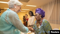 Ministar harkokin kudin Najeriya da Kemi Adeosun da shugabar hukumar bada lamuni ta duniya Christine Lagarde