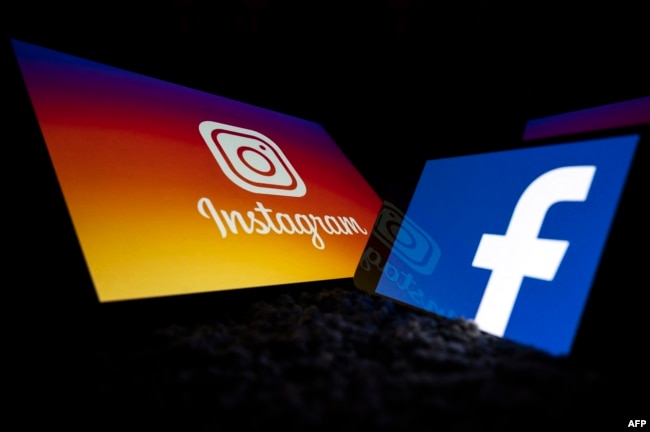 Jejaring sosial AS Facebook dan Instagram di layar tablet dan ponsel pintar di Toulouse, barat daya Prancis. (Foto: AFP)
