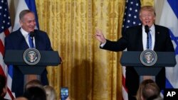 美國總統川普和以色列總理內塔尼亞胡星期三在白宮召開聯合記者會