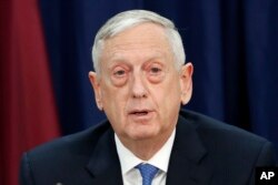 Defense Secretary Jim Mattis speaks during the U.S.-Qatar Strategic Dialogue ‎at the State Department in Washington, Jan. 30, 2018.