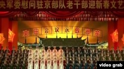 习近平出席慰问在京军队老干部的新春文艺演出。（视频截图）