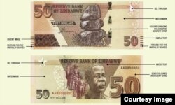 New Zimbabwe $50 note introduced by the Reserve Bank of Zimbabwe. (Photo/Credit: RBZ)