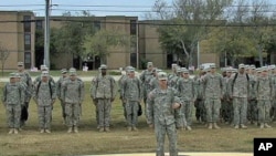 Soldiers in formation at Fort Hood in Texas