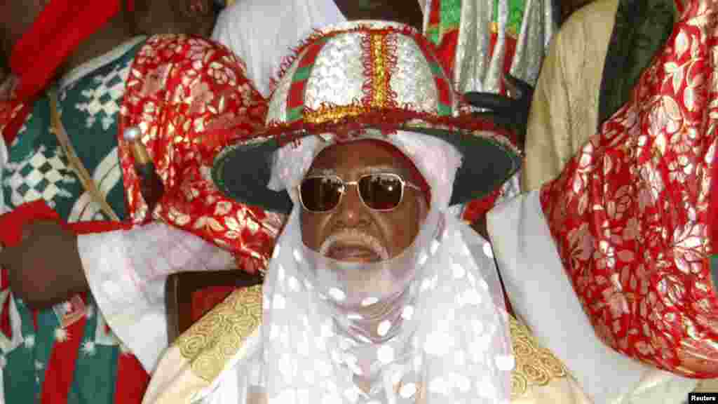 Emir of Kano, Alhaji Ado Bayero, sits as he attends an event marking his 50th year on the throne.