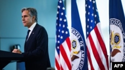 U.S. Secretary of State Antony Blinken delivers remarks on "American Diplomacy for a New Era" at the Foreign Service Institute (FSI) in Arlington, Virginia, on October 30, 2024.