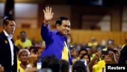 Thailand's Prime Minister Prayut Chan-o-cha arrives to deliver a keynote speech at the opening ceremony of "National Fund to Reduce Inequalities" ahead of the general election, in Bangkok, Thailand, March 18, 2019.