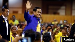 Thailand's Prime Minister Prayut Chan-o-cha arrives to deliver a speech March 18, 2019, ahead of the general election. (REUTERS/Soe Zeya Tun)