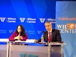 Miguel Bronfman, lead attorney for the AMIA Jewish community center in Buenos Aires, participates in a Wilson Center panel discussion in Washington on July 12, 2019. (M. Lipin, VOA Persian)