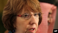 FILE - EU foreign policy chief Catherine Ashton