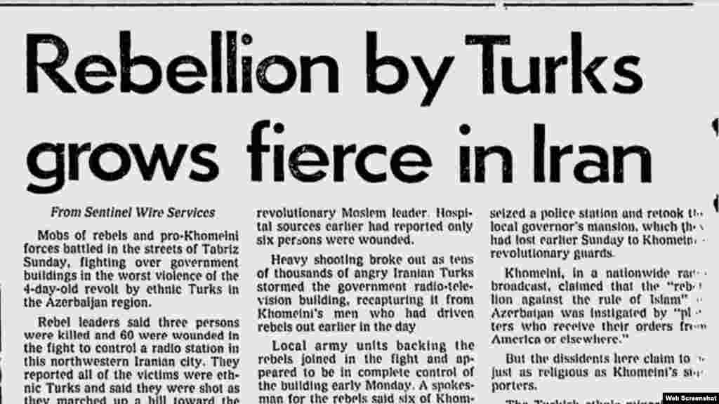 Türklərin üsyanı İranda şiddəti artırır The Milwaukee Sentinel - December 1979