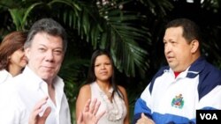 El presidente Santos, dijo que encontró a Chávez "alegre, lo encontramos en buen ánimo".